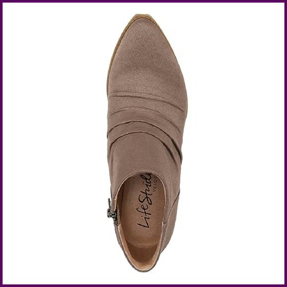 Women's Microsuede Ankle Boots with Zipper, Stacked Heel, Recycled Materials - Picture 8 of 8